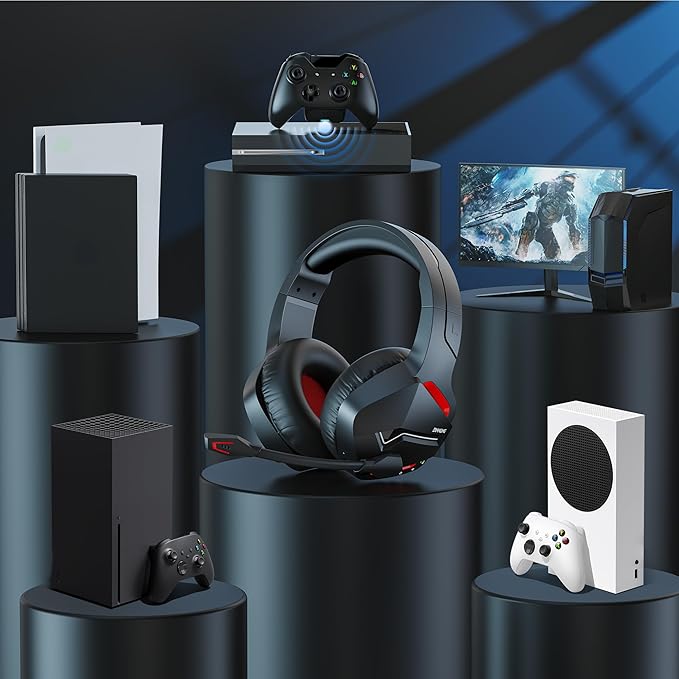 BINNUNE Xbox Wireless Gaming Headset for Xbox Series X/S, Xbox One,120H Ultra-Long Battery, Bluetooth 5.3 Gaming Headphones with Noise-Canceling Mic, Comfortable Over-Ear Headphones