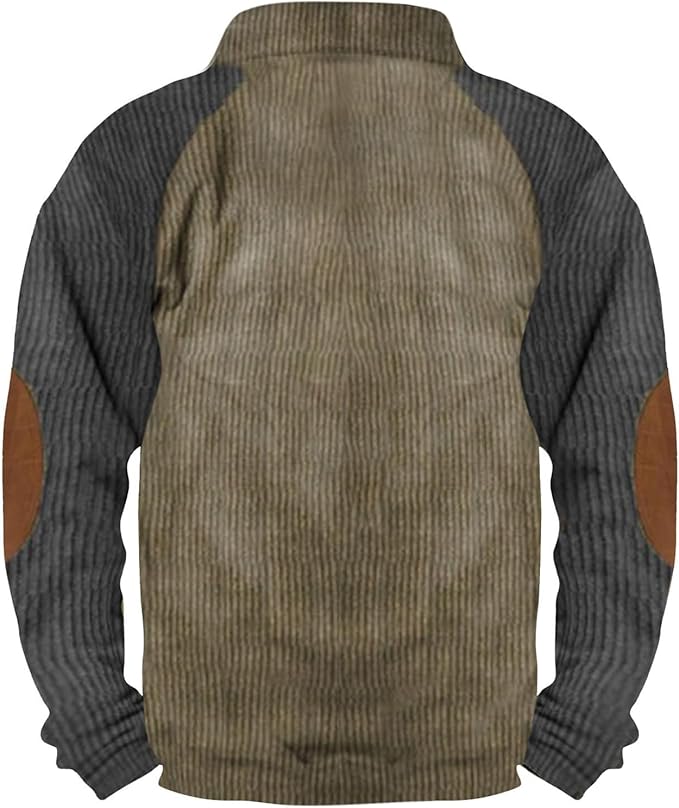 Western Sweatshirts for Men Aztec Retro Pullover Quarter Zip Sweatshirt Mens Stitching Color Fleece Sweatshirt