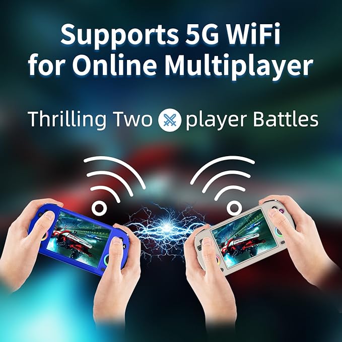 Doriteney RG40XX H Retro Handheld Game Console 4.0-inch IPS screen Linux System Game Player 64GB Card Preloaded 5000+ Games RGB Lighting 3200mAh Battery(RG40XX H-BLUE)