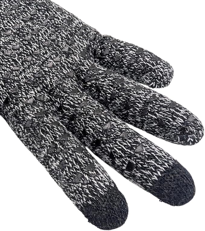 CozyTouch Winter Gloves, Touch Screen Compatible, Thermal Soft Knit Lining, 2 Pair Pack (Grey/Black)