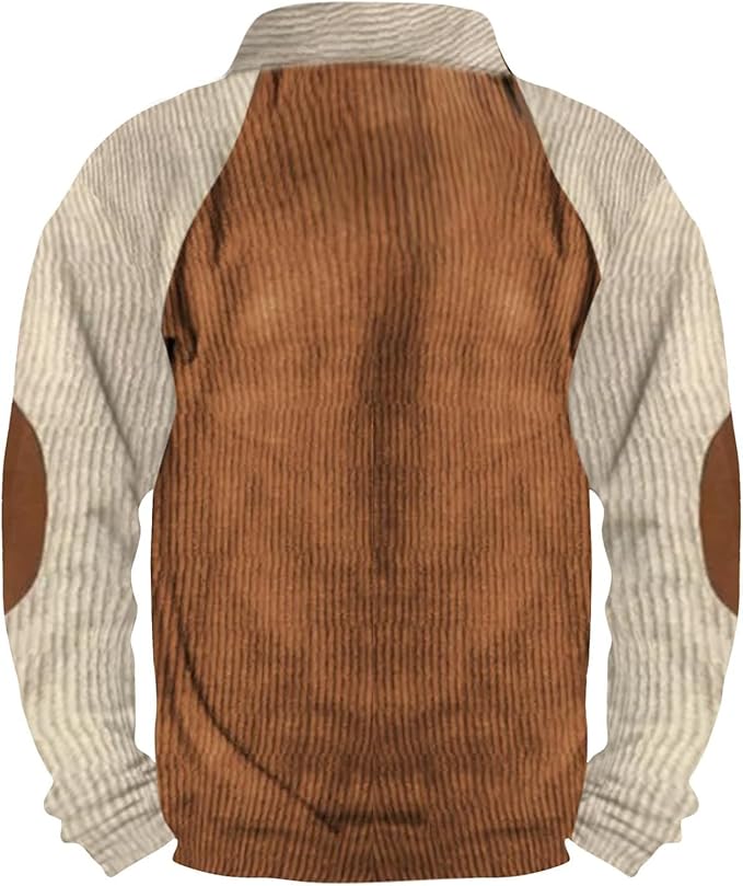 Western Sweatshirts for Men Aztec Retro Pullover Quarter Zip Sweatshirt Mens Stitching Color Fleece Sweatshirt