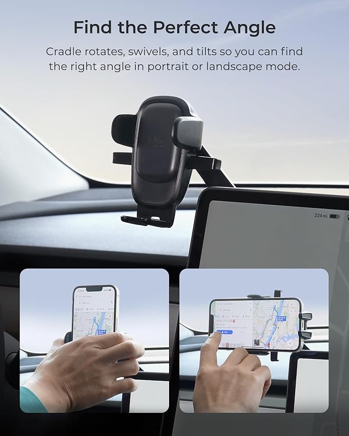 iOttie Easy One Touch Advanced Phone Mount for Tesla Model 3 and Model Y Screens - Universal Cell Phone Holder for iPhone, Google, Samsung, Moto, LG, and All Other Smartphones Black
