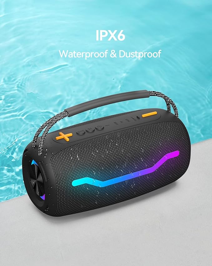 Portable Bluetooth Speaker with Light, Waterproof Karaoke Machine for Adults & Kids, Loud Sound and Deep Bass, Up to 8H Playtime, Support Bluetooth/AUX/USB for Home, Party, Outdoor and Travel