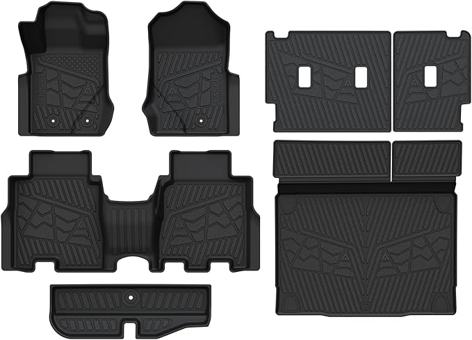 LASFIT Floor Mats & Cargo Liner with Backrest Mat for 2021-2025 Ford Bronco 4-Door Carpet Floor, All Weather Protector TPE Waterproof Trunk Mat Back Seat Cover, Combo Set Black