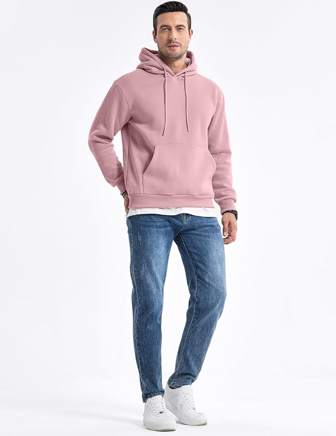 JMIERR Mens Casual Cotton Hooded Collar Drawstring Hoodies Pullover Sweatshirts Casual Long Sleeve Shirts
