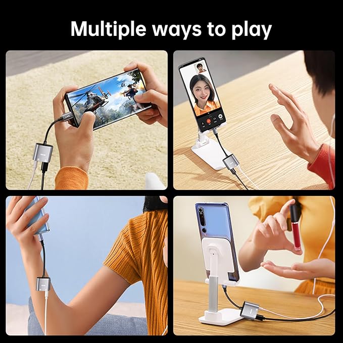 USB C to Dual USBC Headphone and Charger Adapter, USB C Splitter 1 in 2 Out Male to Female Audio Dongle Cable with 60W Fast Charging for iPhone 16/15, Samsung Galaxy S25/S24/S23