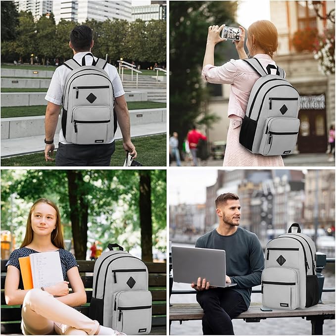 BIKROD Backpack for Men and Women, Lightweight Casual School Backpack for Teens Boys and Girls, Daily-use Travel Laptop Backpack with USB Charging Port Fits 17.3 Inch Notebook, High School Bookbag