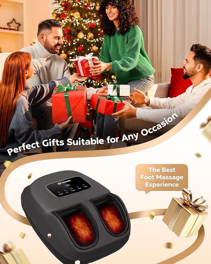 Shiatsu Foot Massager Machine with Heat, Deep Kneading, 2025 Upgrade Electric Foot Massager for Plantar Fasciitis, Neuropathy, Fits up to Size 14