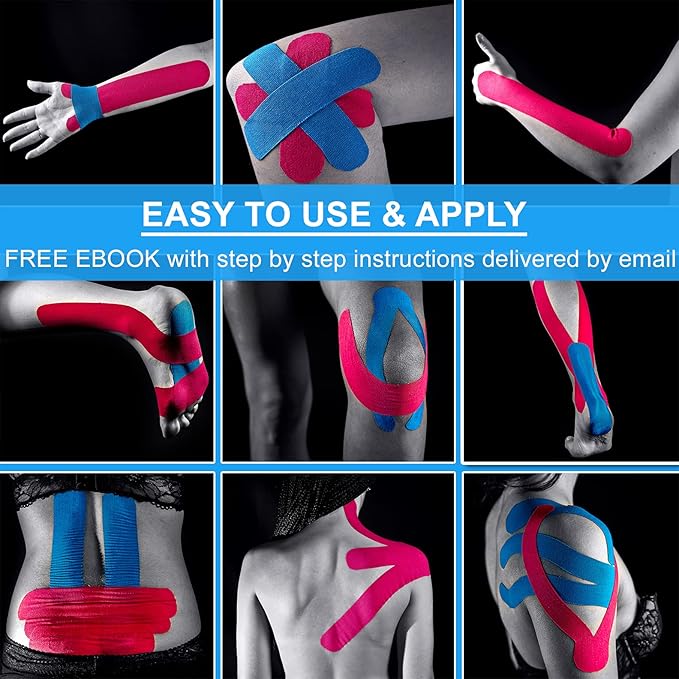 Starktape Original Kinesiology Athletic Tape. Professional Sports Tape for Ankle Wrist Knee Shoulder Muscles Joints. Latex Free, Waterproof, Stretchy, and Gentle on Skin. Up to 115 ft/Roll