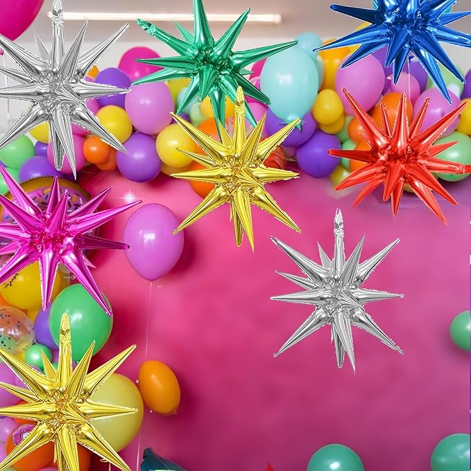 6PCS Star Balloons, 22Inch Colorful Rainbow Star Balloon Foil Balloons for Birthday Graduation Wedding Christmas New Year Party Decorations