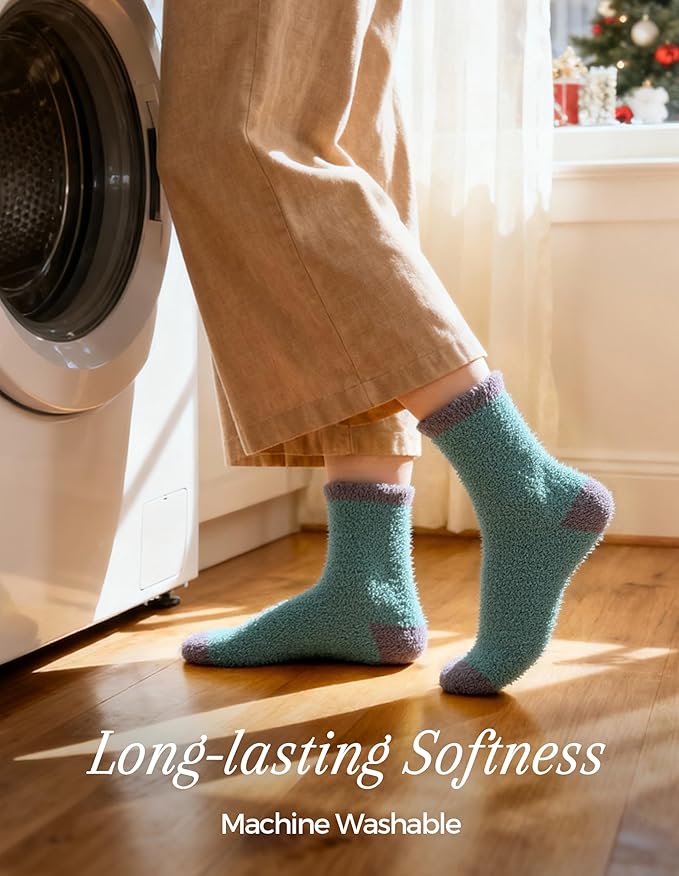 TEHOOK Warm & Cozy Gifts for Women, Stocking Stuufers, Fluffy Fuzzy Plush Sleeping Slipper Socks - Soft Warm Fabric