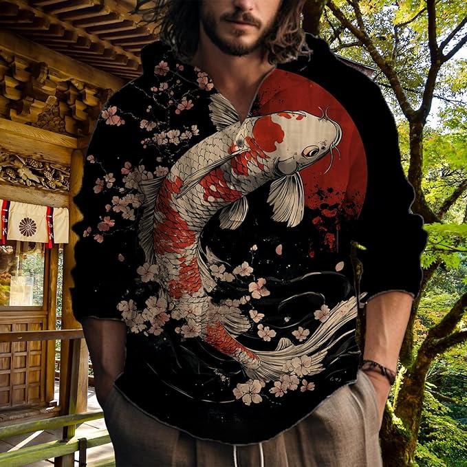 MARSVOVO Hooded Long Sleeve Shirt Men Fashion Graphic Button Up Lightweight Big and Tall Casual Vacation Shirts for Men
