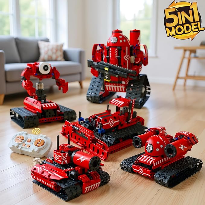 495-Piece STEM Robotics Kit for Kids 8-12 | Build 5 in 1 Robot, Excavator & Crane | Remote Control Engineering Kits, Blocks & Building Sets | Educational STEM Toys for Ages 8-14