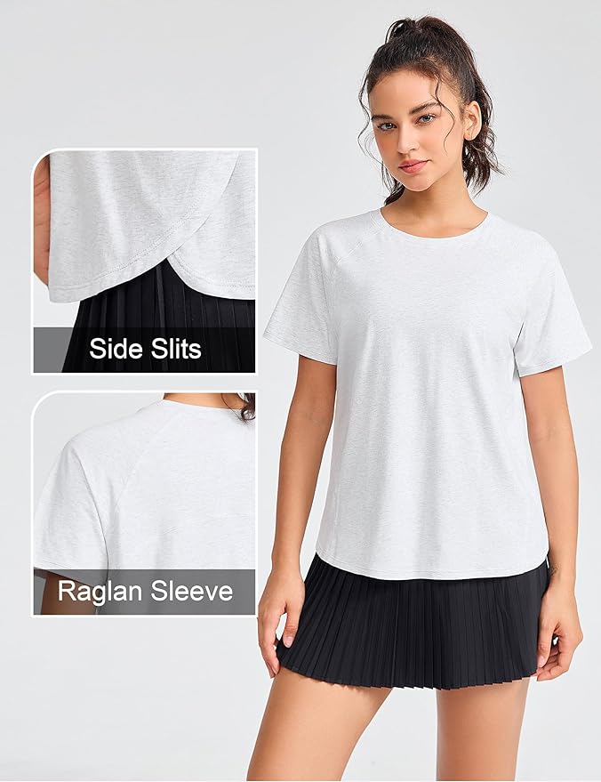 THE GYM PEOPLE Women's Short Sleeve Workout Shirts Breathable Yoga T-Shirts with Side Slits Athletic Tee Tops