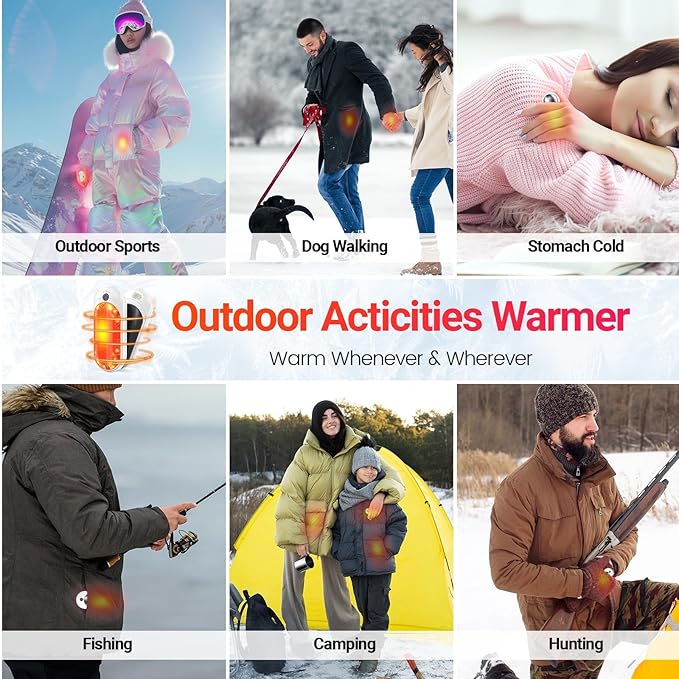 2 Pack Hand Warmers Rechargeable with Charging Case, Electric Portable Hot Hands Hand Warmers, Pocket-Sized Double Sides Heater, Winter/Outdoor/Indoor for Men Women