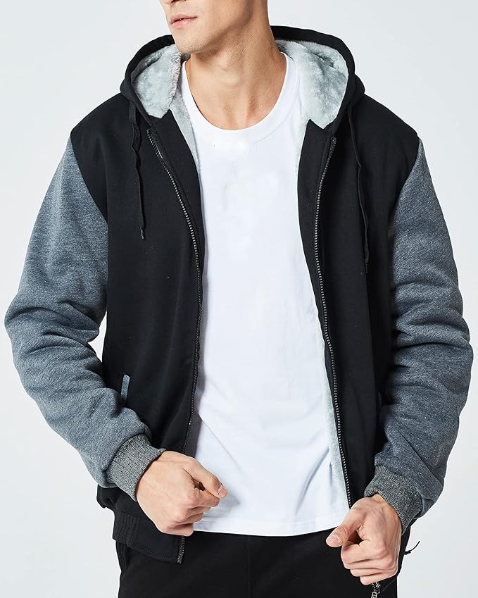 MACHLAB Men's Pullover Winter Workout Fleece Hoodie Jackets Full Zip Wool Warm Thick Coats