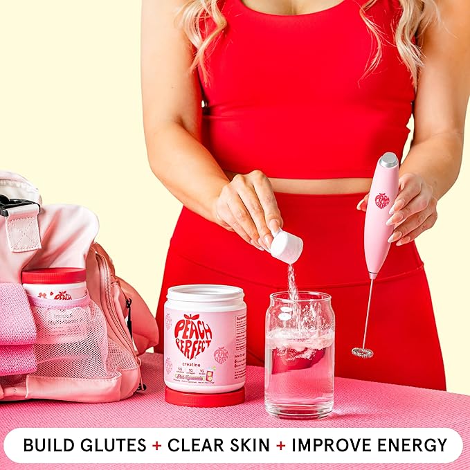 Peach Perfect Creatine Blend for Women – Micronized Creatine Monohydrate with BCAA & Collagen for Glute Strength Support – Strawberry Acai – 30 Servings