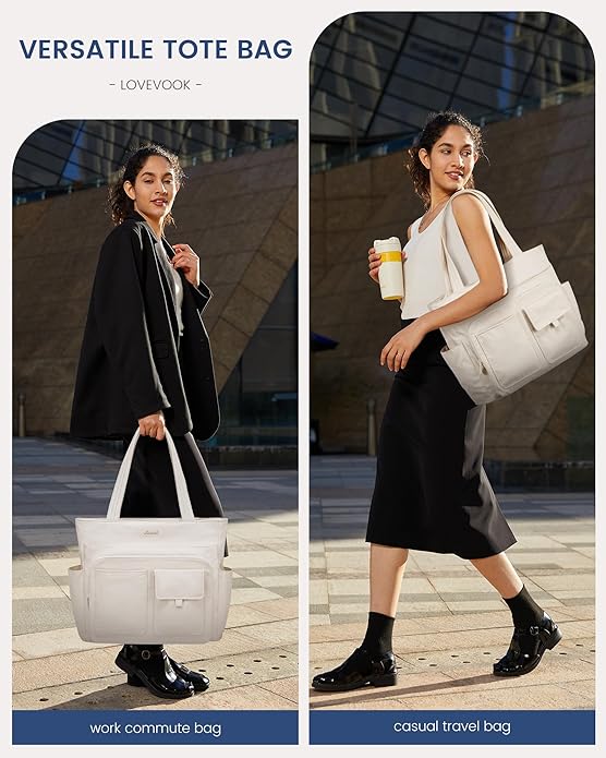 LOVEVOOK Tote Bag for Women,Light Puffer Tote Bag with Multi-pockets,Stylish Carry on Laptop Bags for Daily,Travel,Work,Gym | with Multi-pockets, Stylish, Carry on, for Daily, Travel, Work