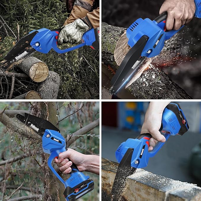 Chainsaw 6 Inch Mini Electric Chain Saw Cordless Battery Powered,Hand Held Saw Pruning Shears Chain for Tree Branches,Courtyard,Household and Garden Gifts for Men Dad Husband Women