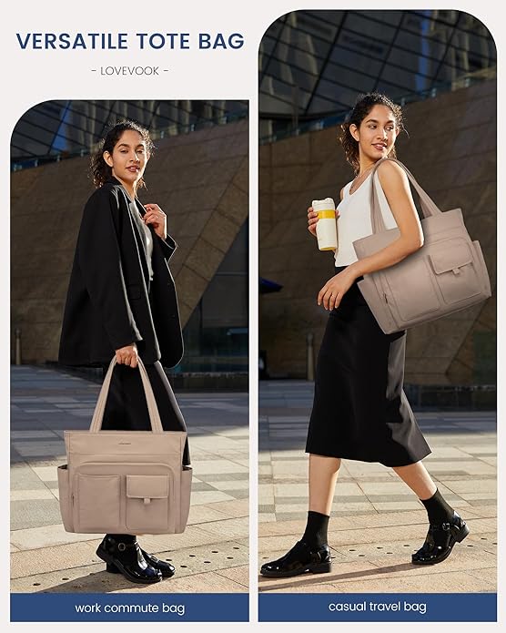 LOVEVOOK Tote Bag for Women,Light Puffer Tote Bag with Multi-pockets,Stylish Carry on Laptop Bags for Daily,Travel,Work,Gym | with Multi-pockets, Stylish, Carry on, for Daily, Travel, Work