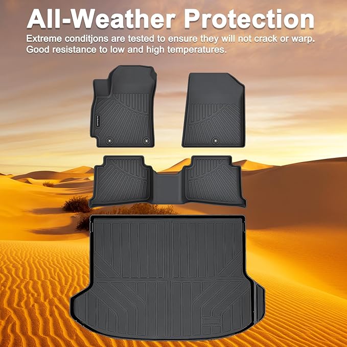 TPE Floor Mats for 2024-2026 Kia Seltos LX/S/EX/SX Turbo/X-Line, All Weather Car Floor Liners Fit Kia Seltos Accessories Black