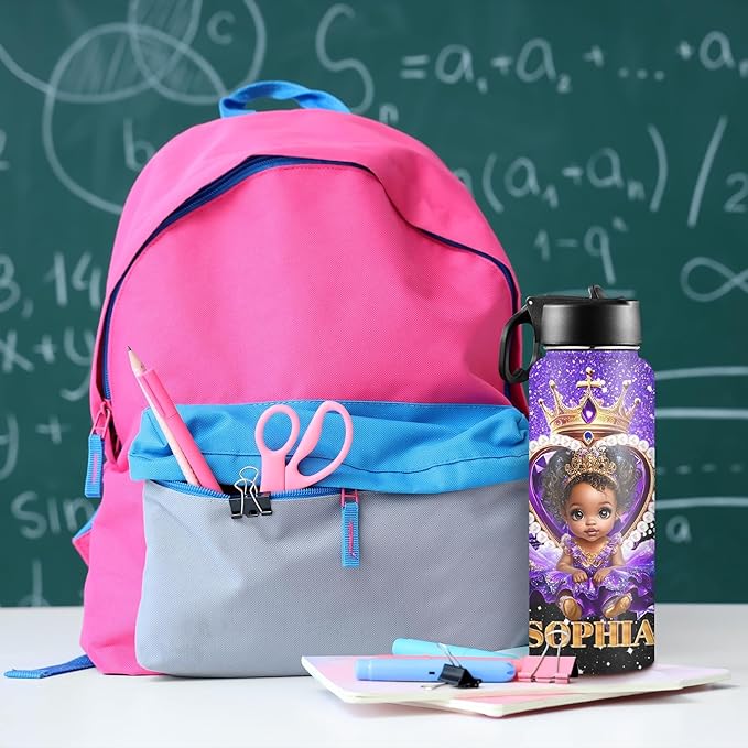 M YESCUSTOM Personalized Water Bottles for Kids with Straw Lid Custom Sports Water Bottle for School Personalized Names Stainless Steel Double Wall Insulated Cup Customized Gifts for Boy Girl Style21