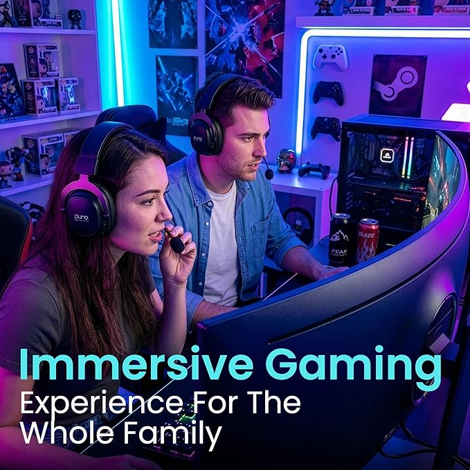 Puro Sound Labs Wireless Gaming Headset - Easy to Pair with 2.4GHz USB, Volume-Limited, Tri-Mode Connectivity, Detachable Mic, 32-Hour Battery, Wireless Gaming Headphones for PC - PuroGamer-BT, Black