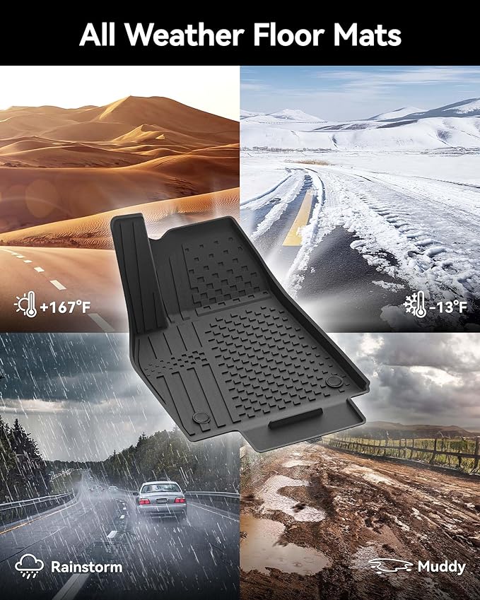 3W Floor Mats Compatible for Tesla New Model Y 2025 2026 Juniper(Including Standard), TPE All Weather Custom Fit Floor Liner for Model Y, 1st & 2nd Row Set Car Mats, Black