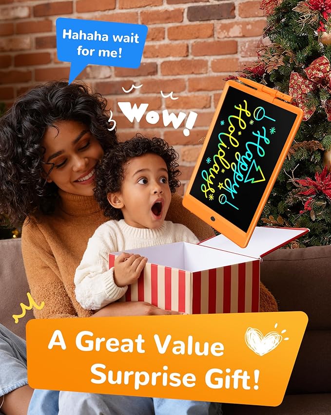 KOKODI LCD Writing Tablet, 10 Inch Colorful Doodle Board Drawing Tablet, Erasable Reusable Electronic Drawing Pads, Educational and Learning Toy for 3-6 Years Old Boy and Girls