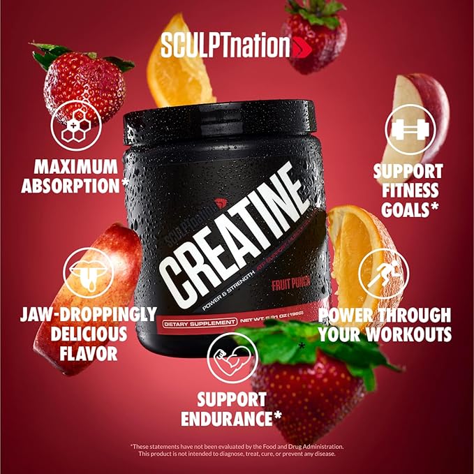 Sculpt Nation by V Shred Burn Evolved 2.0 and Premium Creatine Fruit Punch Powder Bundle