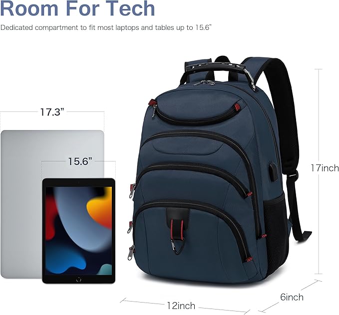 Boavan Laptop Backpack for men, 15.6 inch Laptop Bag with USB Port, Waterproof Travel Work Backpack Purse, Anti-Theft Teacher Nurse Doctor Casual Bookbags Office Business backpack,Classic Navy