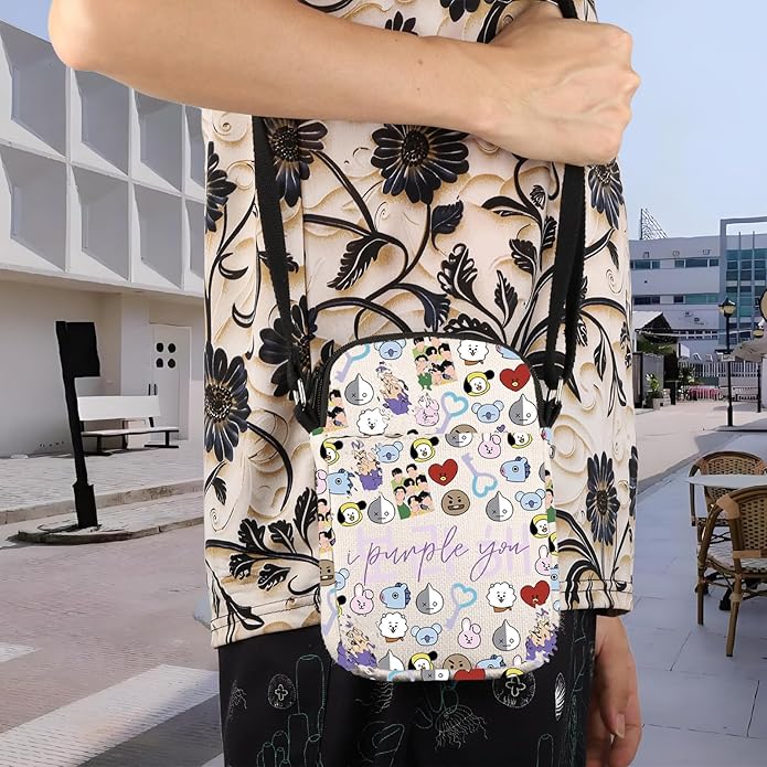 Army Group Inspire Crossbody Bag Korean Characters Shoulder Bag Army Members Fans Merch I Purple You Gift (Purple You CB)
