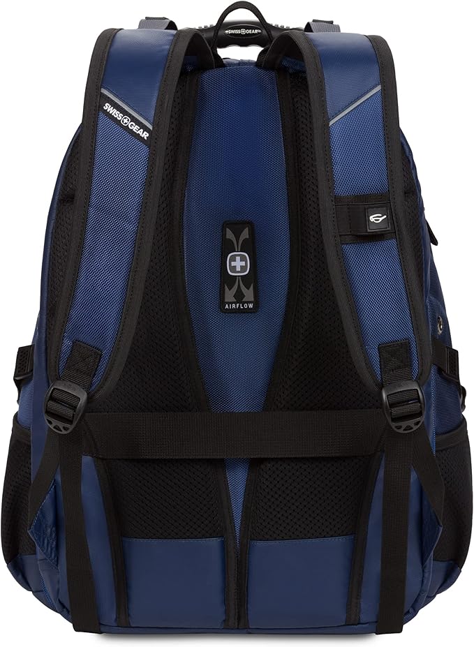 SwissGear 1900 ScanSmart 17” Laptop Backpack Navy Ballistic – Reflective Tech Backpack with ScanSmart Compartment – Multiple Organizer Pockets & RFID Scan Blocking Technology