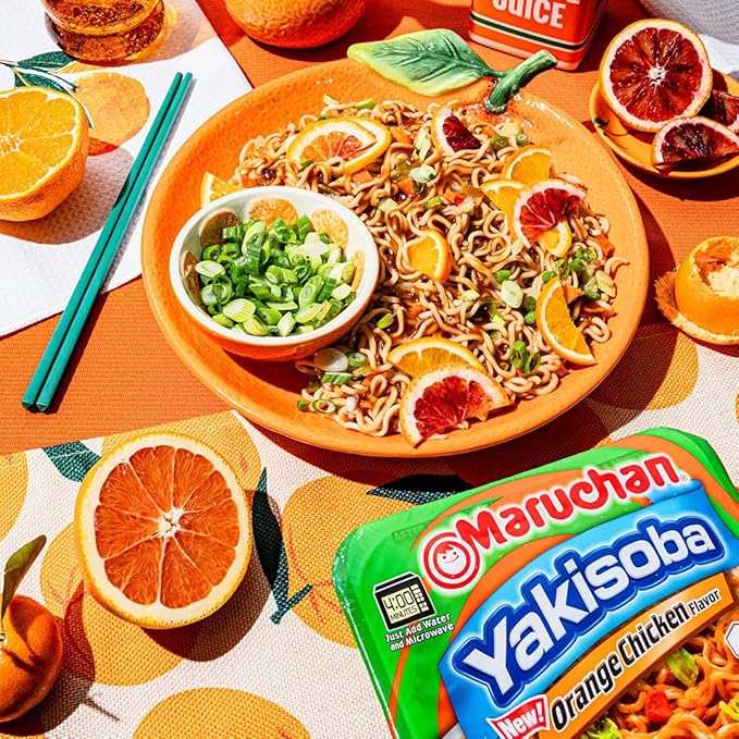 Maruchan Yakisoba Orange Chicken, Japanese Instant Ramen Noodles, 4.23 Oz, 8 Count