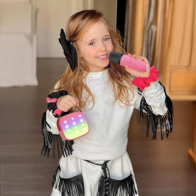 YLL Karaoke Machine for Kids, Portable Mini Speaker with 2 Wireless Microphones, 2026 Top Toys Birthday Gifts for Girls 3, 4, 5, 6, 7, 8, 9, 10, 12+ Years Old Toddler Party Grandkids Present (Rose)