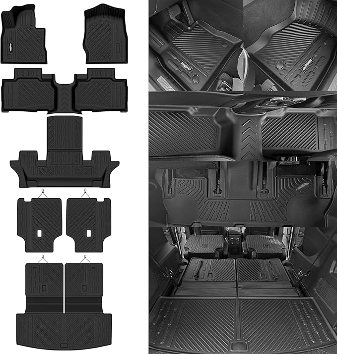 Floor Mats for Ford Explorer (6 Seats) 2020-2025 2026, Trunk Mat with Backrest Mat All Weather TPE Protector for Ford Explorer Accessories