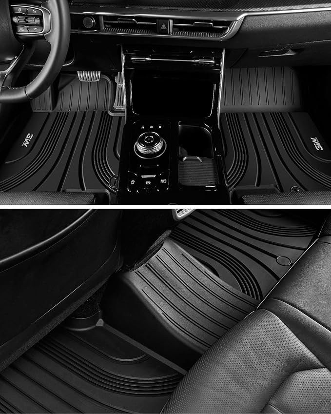 3W Floor Mats for Kia Sorento Hybrid 2025 2024 2023 2022 2021 (Only PHEV&Hybrid) All Weather Protection TPE Anti-Slip Automotive Full Set Floor Liners Custom Accessories - Black