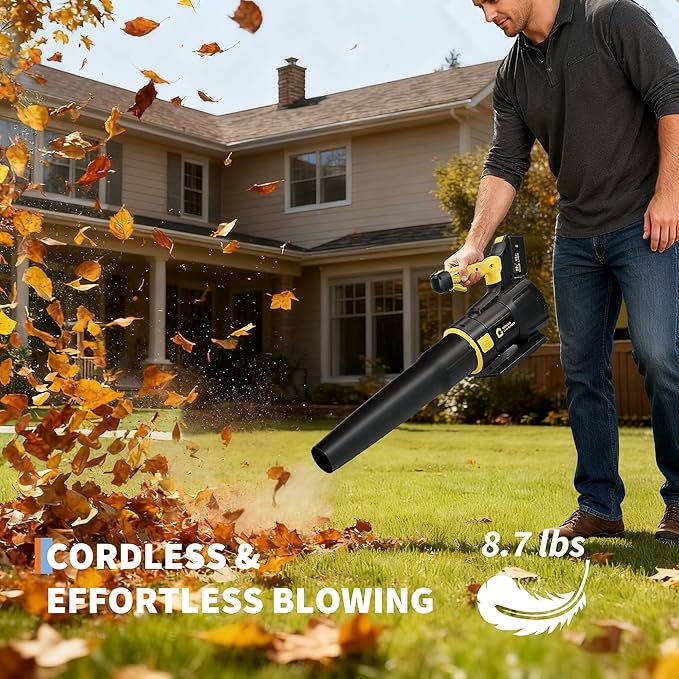Electric Leaf Blower, 650CFM & 200MPH, Cordless Leaf Blower with 4.0Ah Battery, 20V Blowers Cordless, Lightweight Battery Blowers for Lawn, Patio, Yard, Garden, Outdoor