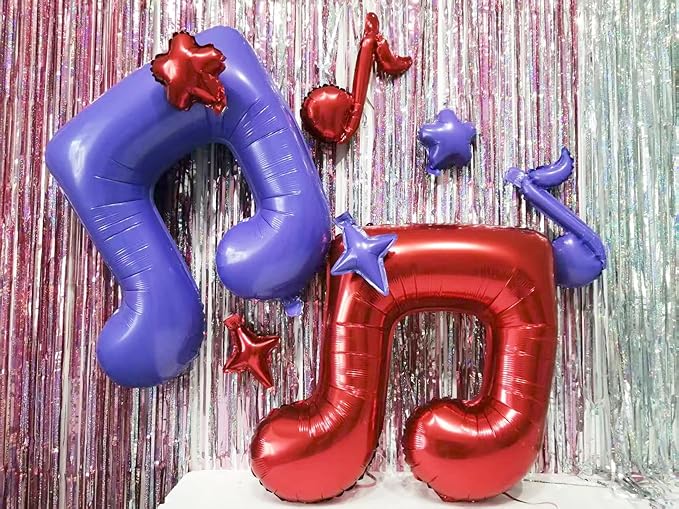 Kpop Demon Korean Idol Balloons Rock and Roll Balloons Purple Music Balloon for Kpop Party Decorations Rock and Roll Music Birthday Party Decoration Hip-hop Demon K-pop Baby Shower Decoration Supplies