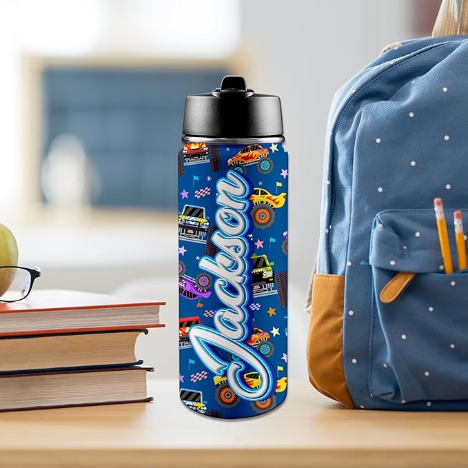 Personalized Water Bottles For Kids with Name, 18/32 oz Personalized Cute Stainless Steel Sports Water Bottle for Kid Men Women, Customize Double Wall Vacuum Insulated Bottle Birthday Gifts