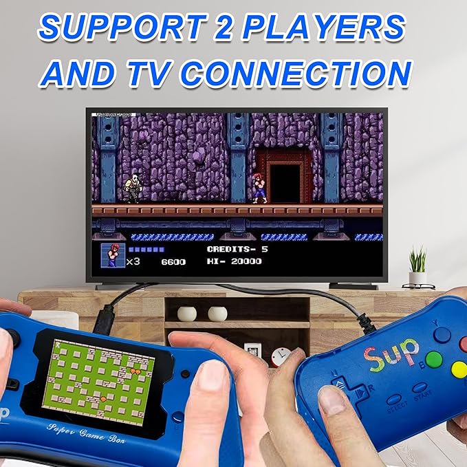 Handheld Game for Kids, Preloaded 500 Retro Video Games, Portable TV Video Gaming Player, Portable Gaming Player Rechargeable Battery 3.5" LCD for Grandkids and Toddlers (Blue)