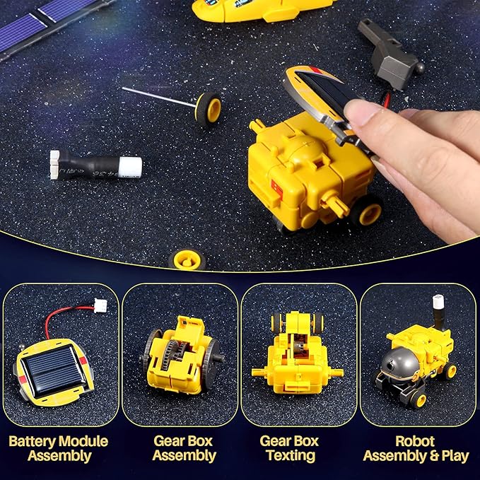COBFDHA STEM Projects for Kids Age 8-12, Science Kits Boys, Solar Robot Space Toys Gifts 8-14 Year Old Teen Boys Girls, 120Pcs Building Experiments Robots Teenage Ages 9 10 11 12 , Yellow