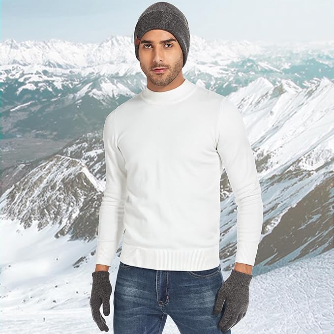 Winter Warm Beanie Hat Touchscreen Gloves Set, Soft Skull Cap Gloves Set for Men and Women with Warm Knit Fleece Lined