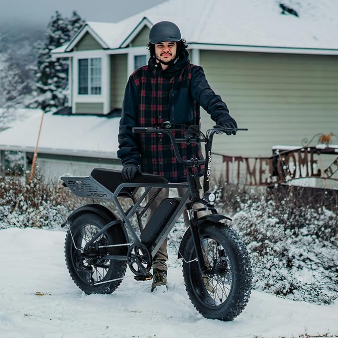 Jasion RetroVolt Electric Bike for Adults, 1500W/2000W Peak - 30/38MPH Electric Dirt Bike, 48V-52V, 13AH/20AH Battery, 65/90Miles Max Range Electric Motorcycle, 20'' X 4'' Fat Tire All-Terrain E-Bike