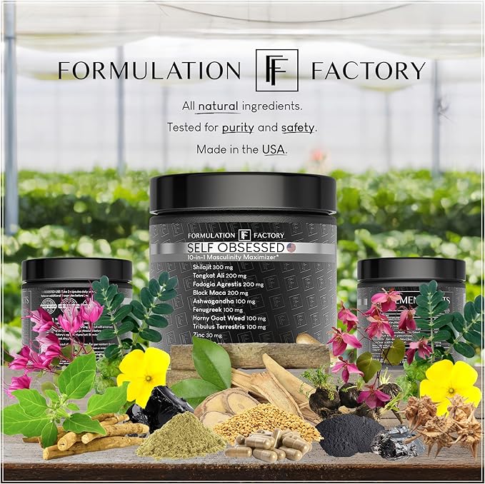 Formulation Factory Self Obsessed 10 in 1 Masculinity Maximizer Supplement, Shilajit for Men, Tongkat Ali, Ashwaganda, Fenugreek Muscle Growth, Energy, Drive, Strength, Recovery 4 Month (Pack of 2)