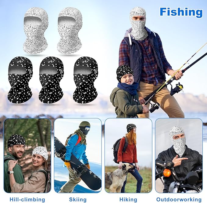 Suhine 5 Pcs Winter Balaclava Ski Mask Windproof Thermal Full Face Mask Cold Weather Balaclava with Reflective Stripe