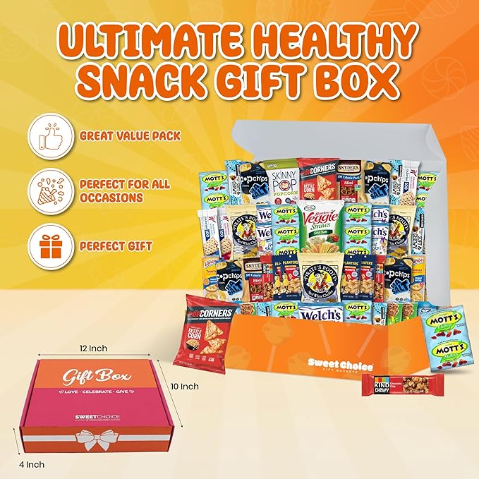 Healthy Snack Box Variety Pack with Chips, Cookies & Granola Bars (50 Count) - Healthy Snacks Variety Pack for Adults, Kids and Teens - Care Packages for College Students, Birthdays & Travel