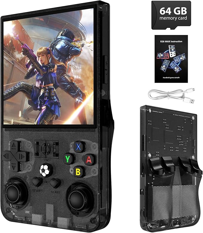 Retro Gaming Console 4.0 Inch IPS Screen-Translucent Black