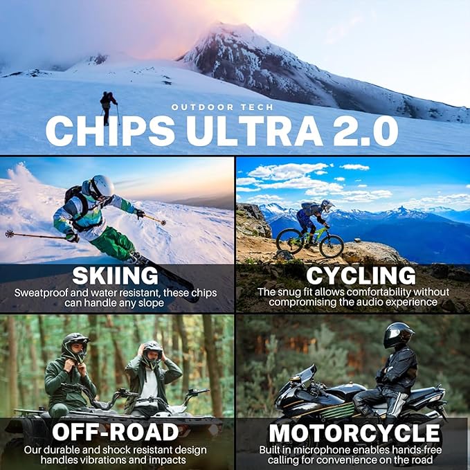 Outdoor Tech - Chips Ultra 2.0 Headphones - True-Wireless Bluetooth Helmet Speakers for Skiing Snowboarding Biking and Power Sports