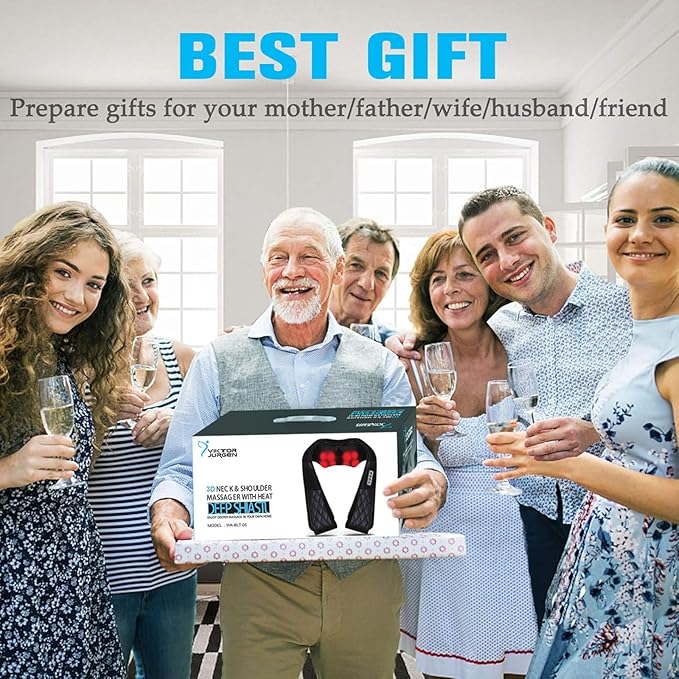 VIKTOR JURGEN Christmas Gifts for Women & Men, Shiatsu Neck and Shoulder Massager with Heat Deep Tissue Kneading Sports Recovery Massagers for Back, Foot, Relaxation Gifts for Wife, Husband, Him, Her
